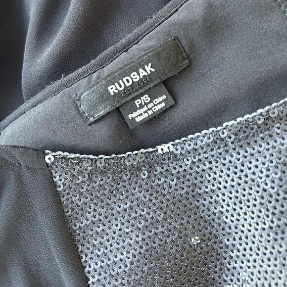 Rudsak Luxe Black Sheer Tunic With Sparkling Sequin Panels & Elegant Flow – US S - Picture 10 of 10